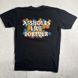 Assholes*s Live Forever Christmas Lights Black Short Sleeve Graphic Shirt Mens M